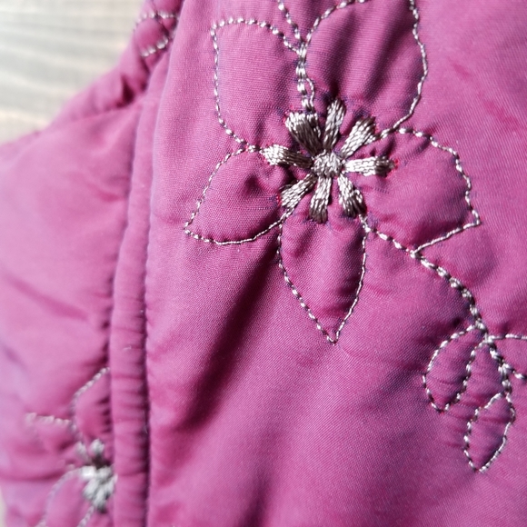 CROFT & BARROW Quilted Marron Floral  Embroidered Vest Sm PL - Picture 9 of 11